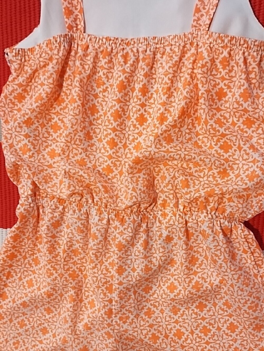 My Michelle Orange Printed Spaghetti-Strap Dress with Blue Accents Girl's Large. - Picture 9 of 11